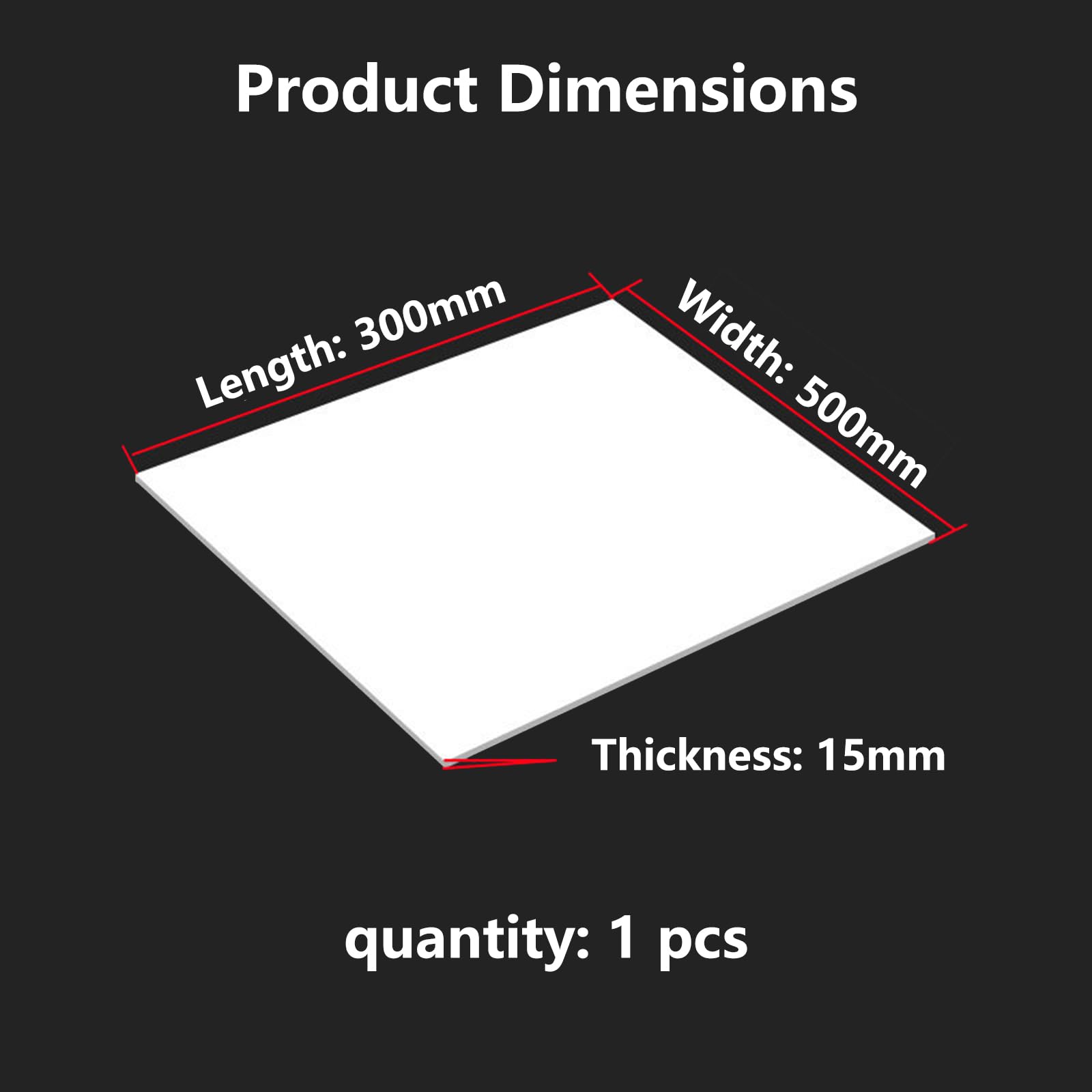 Pannelli ABS Plastica Bianca 300mm*500mm Fogli Rigidi Opachi Styrene per Incisione Laser CNC DIY Bricolage Modellismo Montaggio Plastica Resistente e Duratura,300mm*500mm*15mm