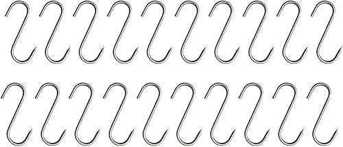 Ganchos en S de acero inoxidable con punta para cocina, sartén para carne, utensilios, colgador de ropa, 20 piezas para el hogar, cocina, hornear