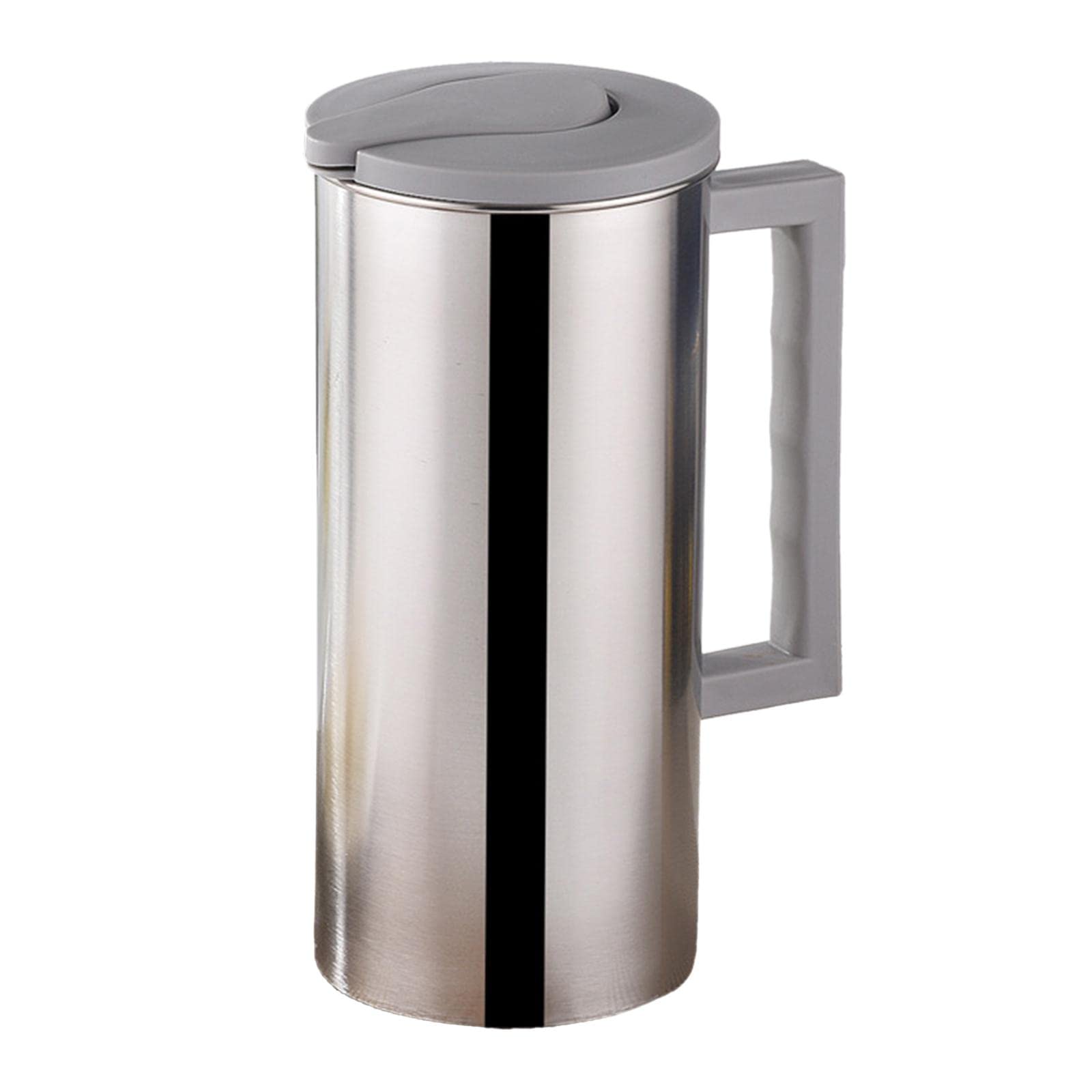 Jarra de Agua Metálica de 1, con Tapa Y Asa, Jarra de Agua, Jarra de Leche Metálica, Hervidor de Agua Fría para El Hogar, Cafetería, Restau, Gris