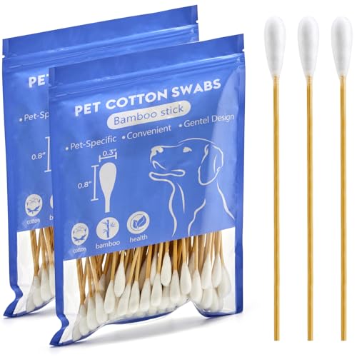 OwnWise 200pcs Large Cotton Swabs Big Cotton Balls Jumbo Size with 6 Inch Bamboo Sticks Long Wooden Cotton Swab for Dog Ears Cleaning