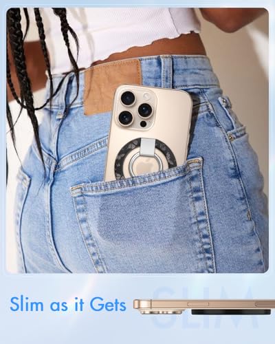 Image of Toycamp Phone Grip Ring Holder Compatible with MagSafe - Magnetic Phone Grip Stand Women Cute Painting Removable Rotatable Magnet Accessories for iPhone 17 Pro Max /16 /15 /14 /13 /12 Series, Butterfly