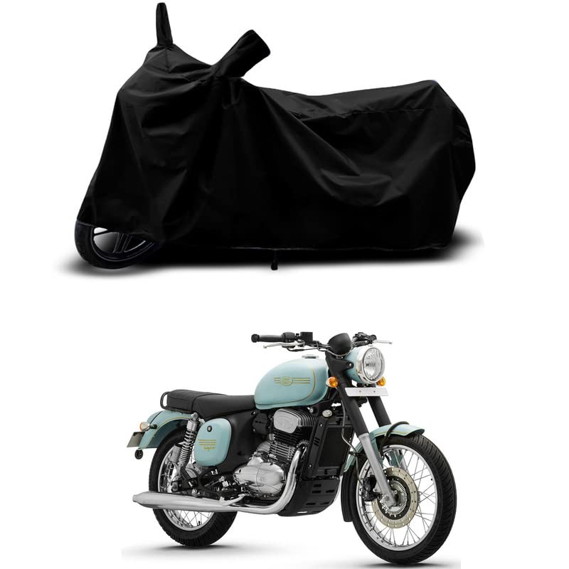 Image of 100% Scratchproof /UV-Rays /Heat Protection /Birds Dropping /Water Resistant /Dust Proof /Waterproof /Bike Scooty Two Wheeler Body Cover Compatible for Jawa Forty Two Halleys All Varient[Black]