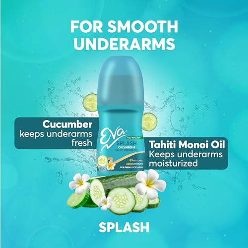 Eva Splash Underarm Roll on Deodorant | With Tahiti Monoi Oil and Cucumber Extracts | Alcohol and Aluminium Free | 48 H Protection from Odour | Keeps Underarms Fresh & Smooth |... - Image 2
