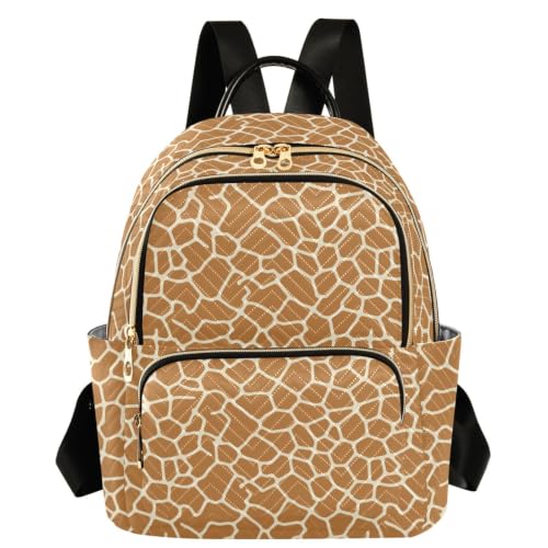 Mochila con 3 bolsillos con cremallera pequeña jirafa marrón mujer