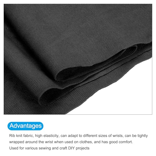 Image of MECCANIXITY 39 inch Elastic Cuffs Ribbed Trims Cotton Fabric Knit Rib Stretch Tape Cuff Sleeve Waistband for Sewing, 12 inch Wide Black