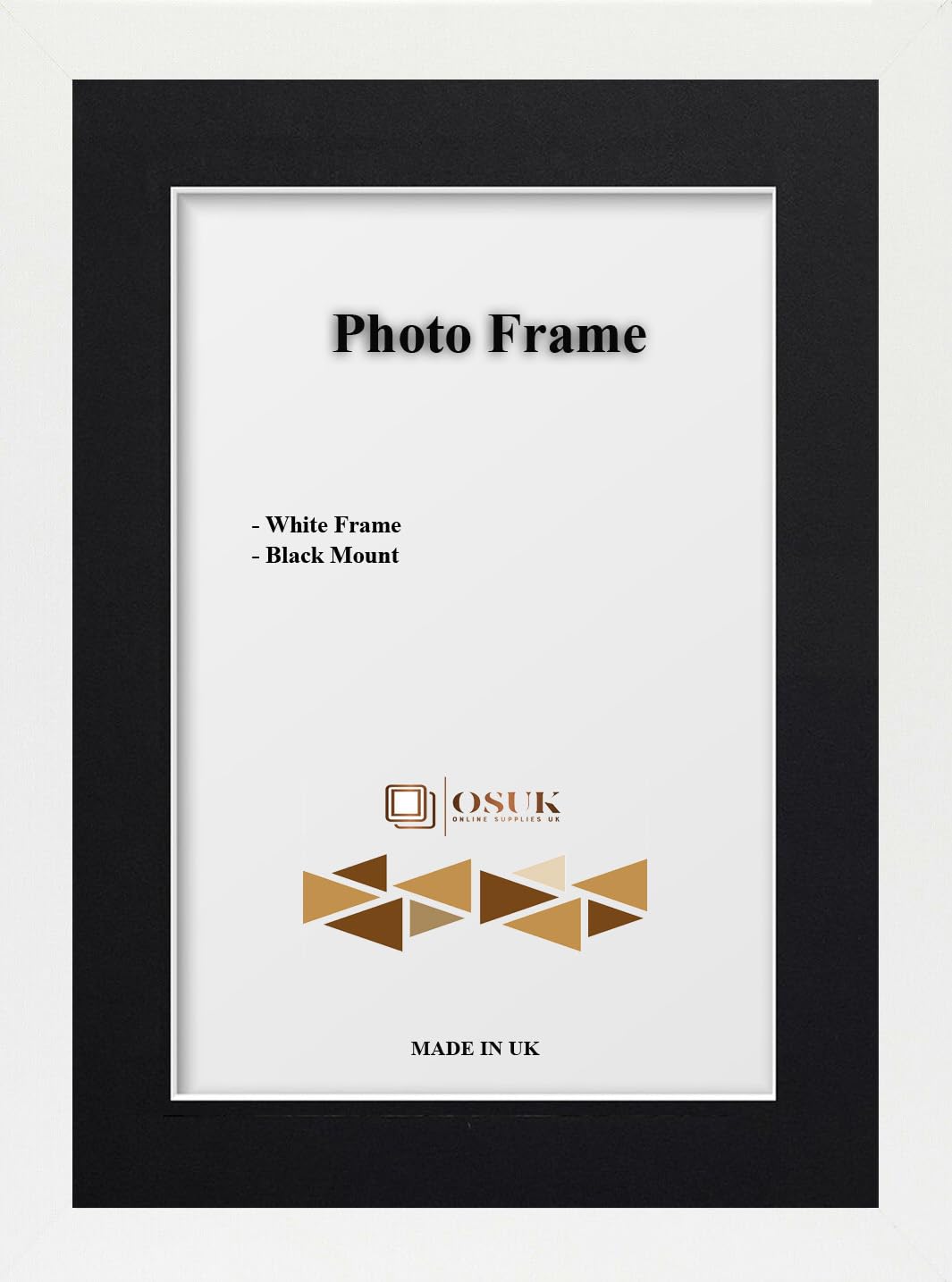 OSUK 10" x 8" For Pic 8" x 6" Picture - Clear Perspex Window With MDF Backing - Modren White Premium Photo Frame With Black Mount Wall Mount Portrait & Landscape — image 1
