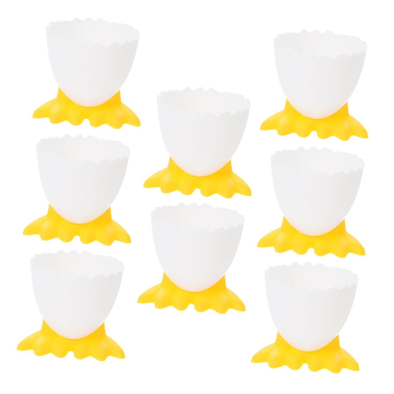 Unomor 8pcs Children's Tableware Boiled Egg Holder Egg Storage Cup Stand Breakfast Egg Cups Holder Breakfast Cups Cute Chick Egg Cup Egg Cup Tray Eggs Holder Egg Server Cup Yellow Pp