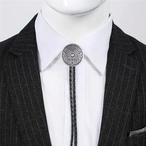 Image of GelConnie Floral Bolo Tie for Men Womens Bolo Tie Necklace Native American Black Men's Bolo Ties Western Cowboy Bolero Ties