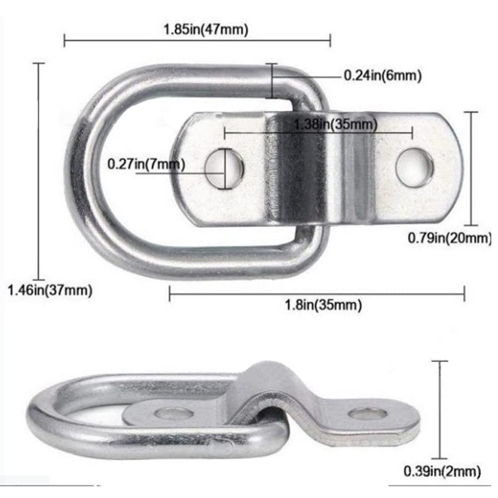 Ancoraggi Ad Anello A D In Acciaio Inox 304, 56x66 Mm, Per Montaggio A Incasso - Confezione Da 4 Pezzi