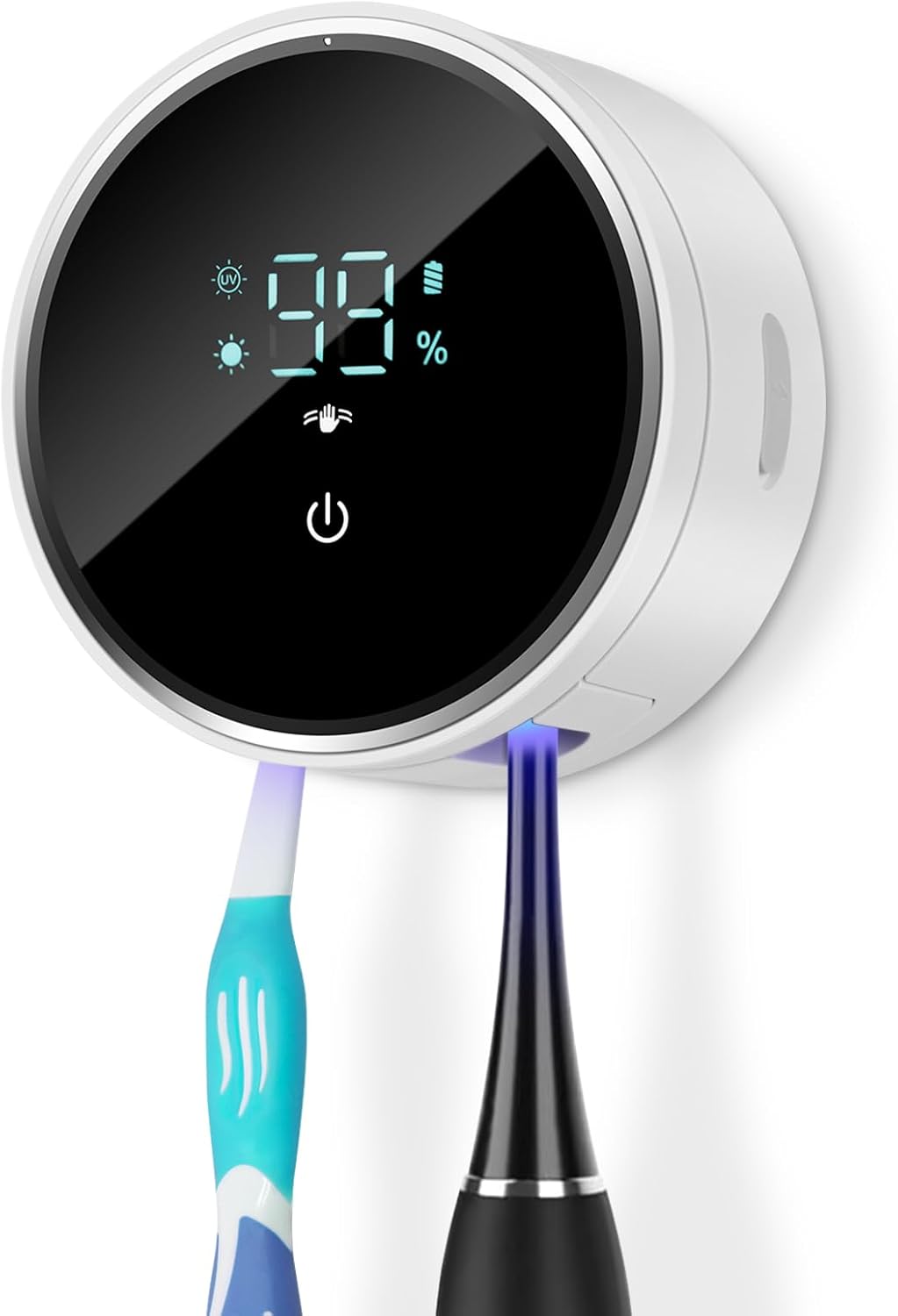 Toothbrush Holder and Cleaner for Bathroom,Minimalist Desktop and Wall Mounted Electric Toothbrush Razor Holder, Automatic Open Close Cover, Clean, Dry for Home Business Travel
