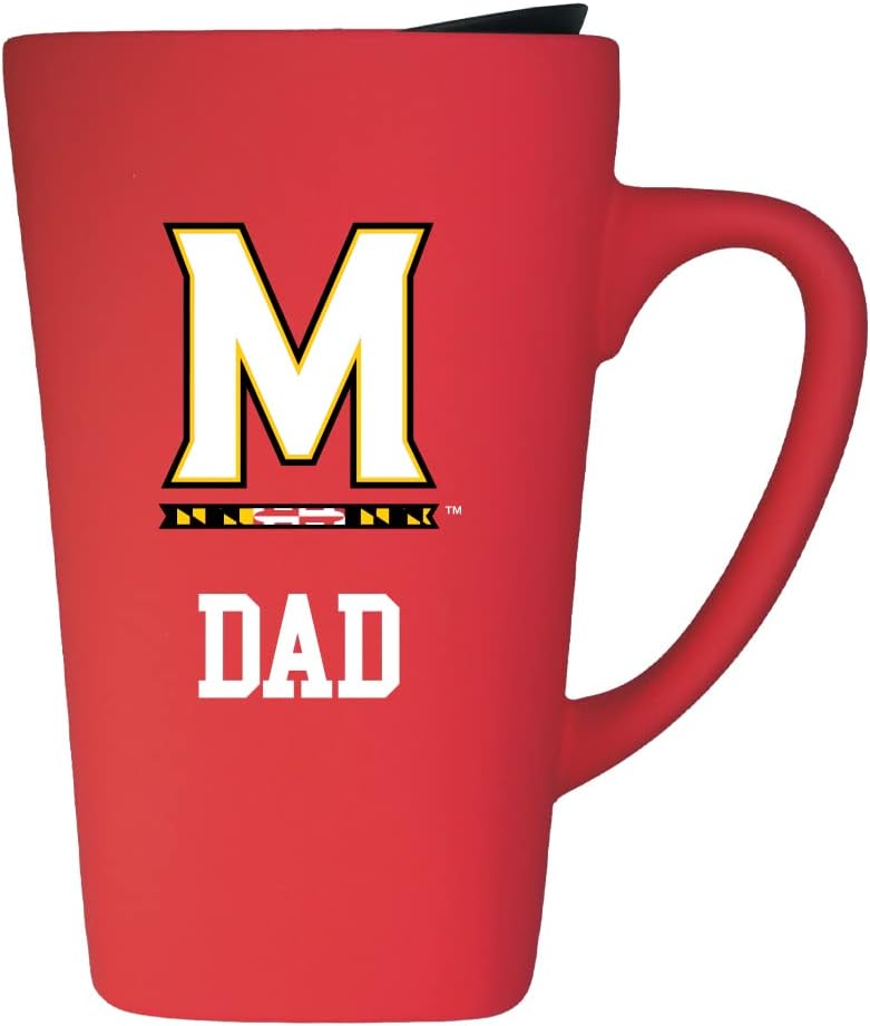 The Fanatic Group University of Maryland Dad 16oz Soft Touch Ceramic Travel Mug with Lid - Red