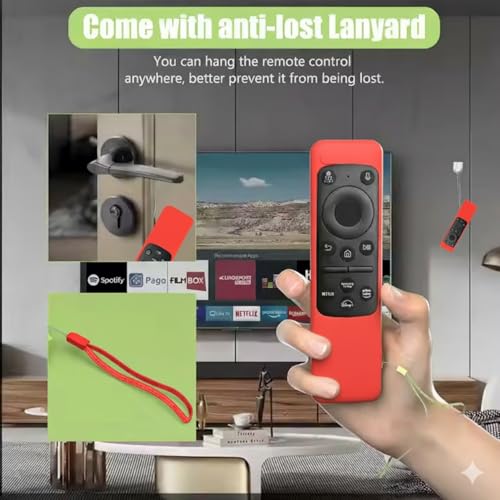 Image of Silicone TV Remote Cover Compatible with Samsung Smart TV Remote 2023 BN59-01432G BN59-01432A (Samsung Smart TV 2023 Model Solar Remote Cover - Style 3, Red)