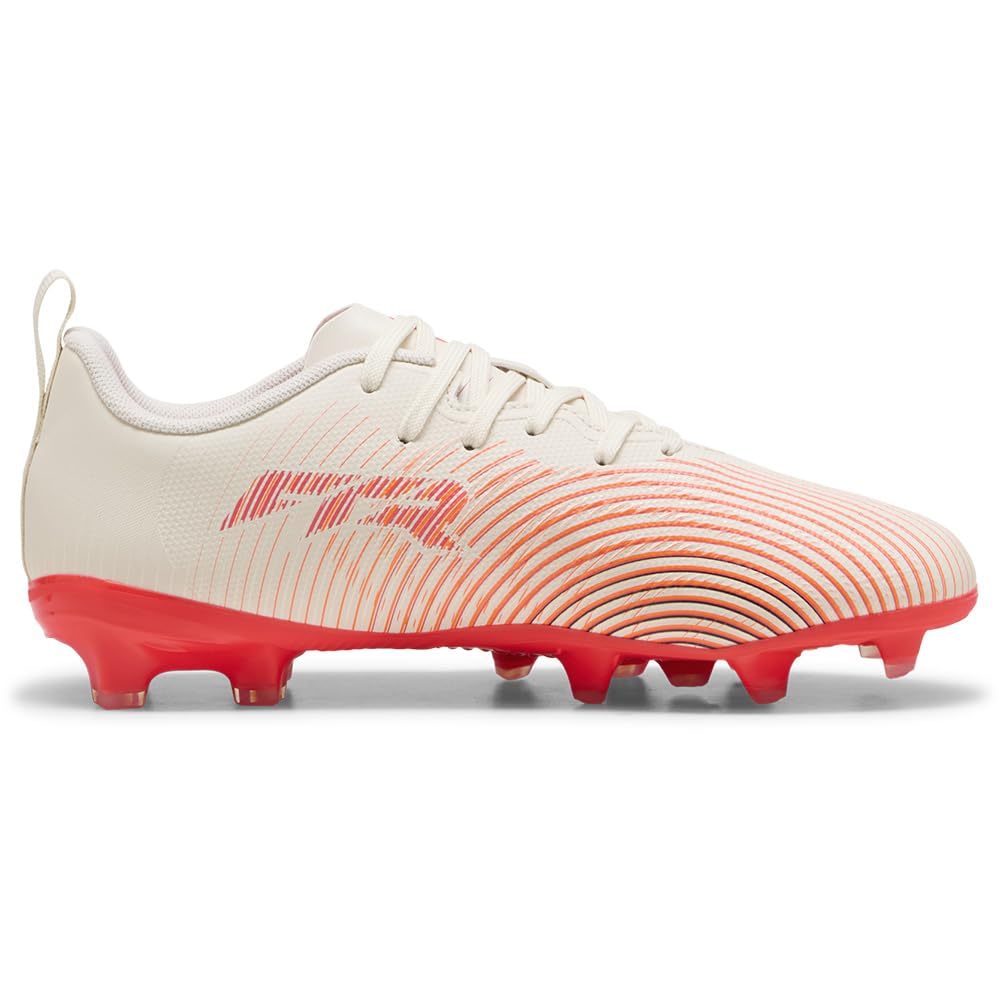 Puma Boys Childrens Future 9 Play Firm Ground Football Boots - Almond/Red - C12 (31)