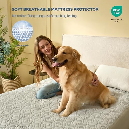 Image of BEDLORE Waterproof Mattress Protector, Cal King Size Mattress Pad with Deep Pocket 6 inch-18 inch Depth, Soft Dirt-Proof Double Bed Mattress Cover for Bedroom, College Dorm, Hotel (Light Gray)