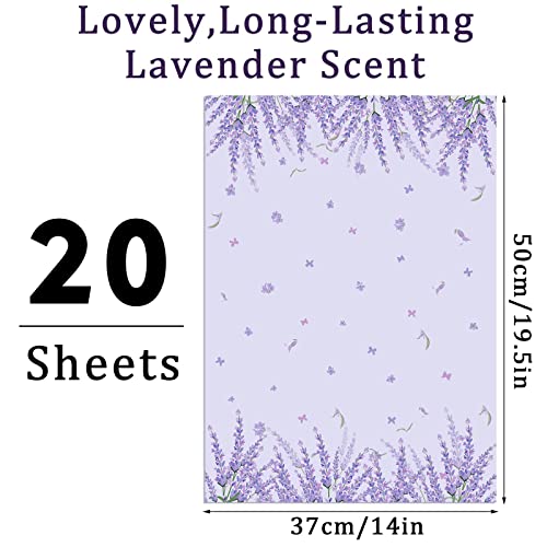 20 Sheets 14 X 19.5 Inch Scented Drawer Liners Fragrant Drawer Liners For Dresser Drawer Paper Liner Non Adhesive Paper Sheets For Kitchen Cabinet Home Shelf Closet (Lavender Pattern, Lavender) #TOP1