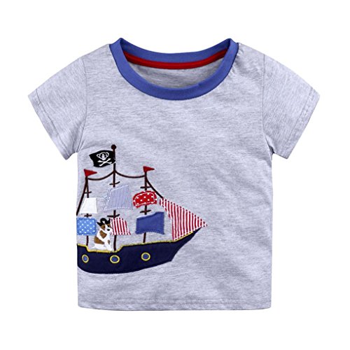 WensLTD Clearance! Baby Boys Short Sleeve Summer Cotton T-Shirts Toddler Infant Kids Casual Tee (5T, Gray)