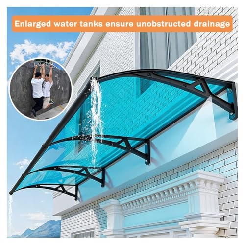 Toldo de aluminio para puerta con protección UV y cubierta de policarbonato 6