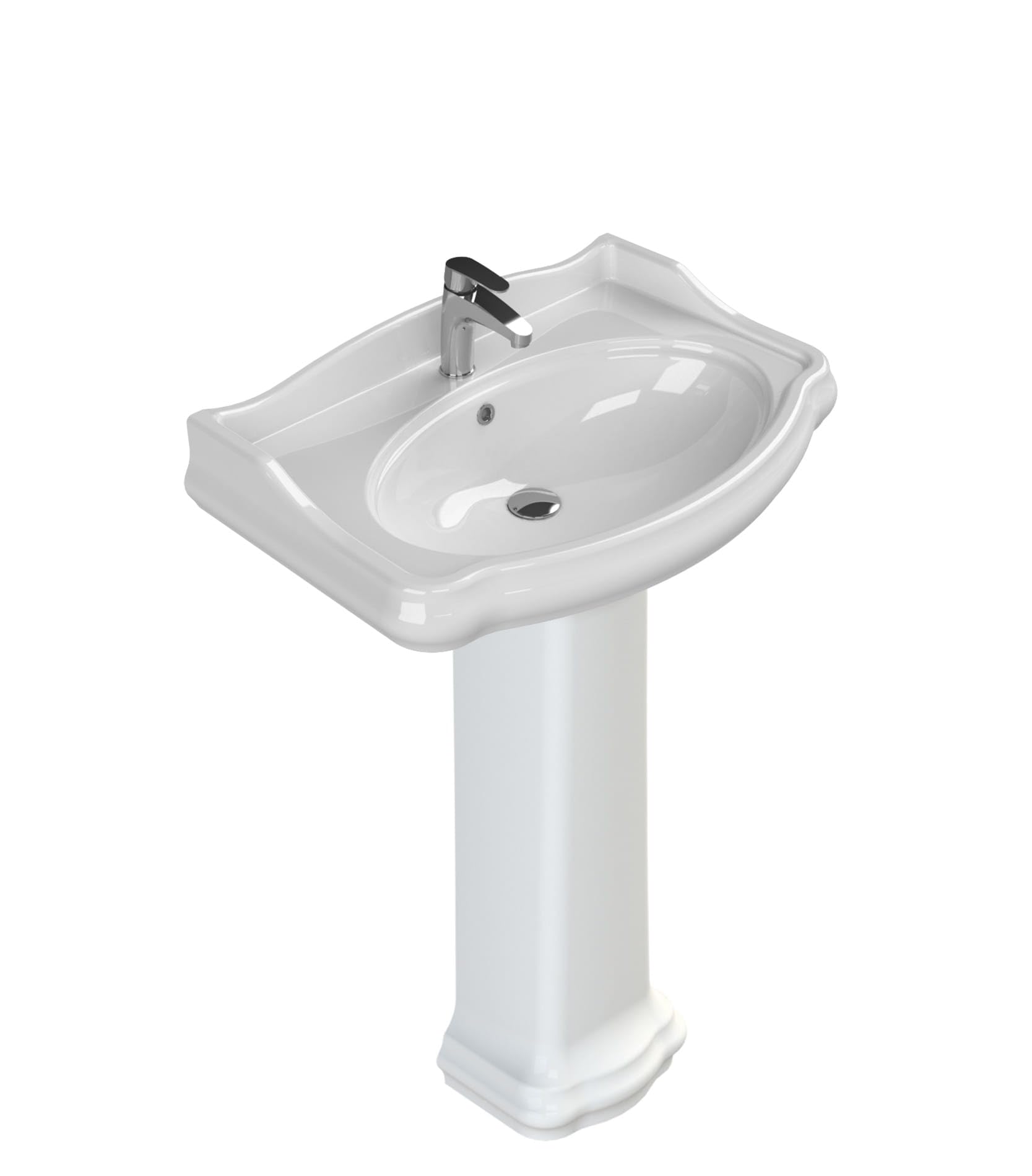Fregadero de baño de pedestal de cerámica blanca RETRO