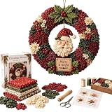 3D Fabric Poke Wreath DIY Kit, Christmas Wreath DIY Kit for Adults, Santa (Type C)