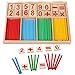 Jouet Montessori Mathématiques,Jeu Numérique Bâtons Bois avec Blocs et Bâtons Comptage, Intelligence Préscolaire Jouets Éducatifs pour Enfants de 3 Ans