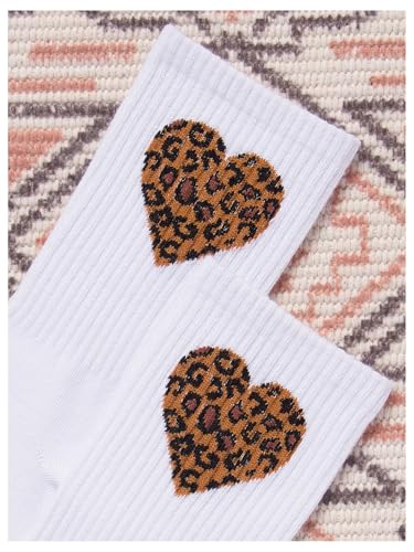 Verdusa Women's Heart Leopard Print Crew Socks Casual Mid Calf Socks3