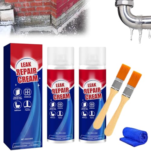 Inbuyus Leak Sealant Spray, Leak Repair Waterproof Sealant Spray with Brush, Waterproof Patch & Seal Rubberized Sealants, Patch Sealers for Exterior Wall Gap Repair Works on Most Materials (Set, 2)
