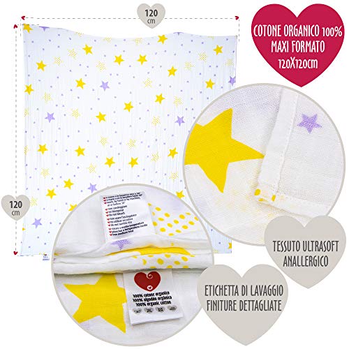 Mussola Neonato in Cotone Morbido ed Organico per