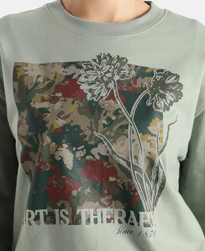 Image of Jockey A191 Women Super Combed Cotton French Terry Fabric Printed Sweatshirt