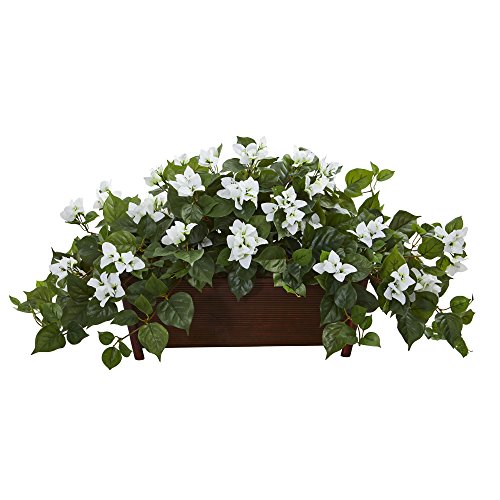 Nearly Natural Bougainvillea Artificial Decorative Planter Silk Plants, White