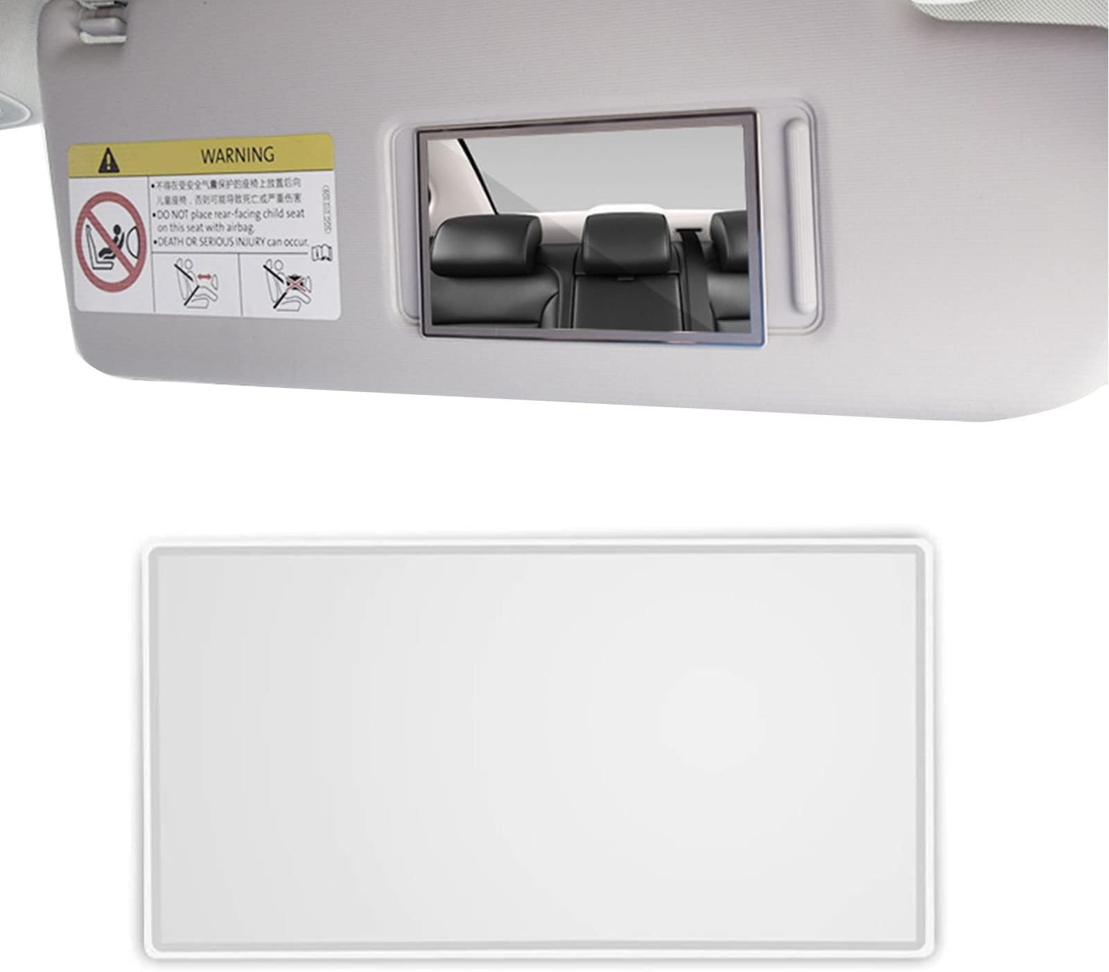 Ihreesy Miroir De Courtoisie Pour Voiture Avec Lumières LED, Miroir De Maquillage Pour Pare Soleil Rechargeable Universel Miroir De Courtoisie Miroir Cosmétique De Voiture,Blanc