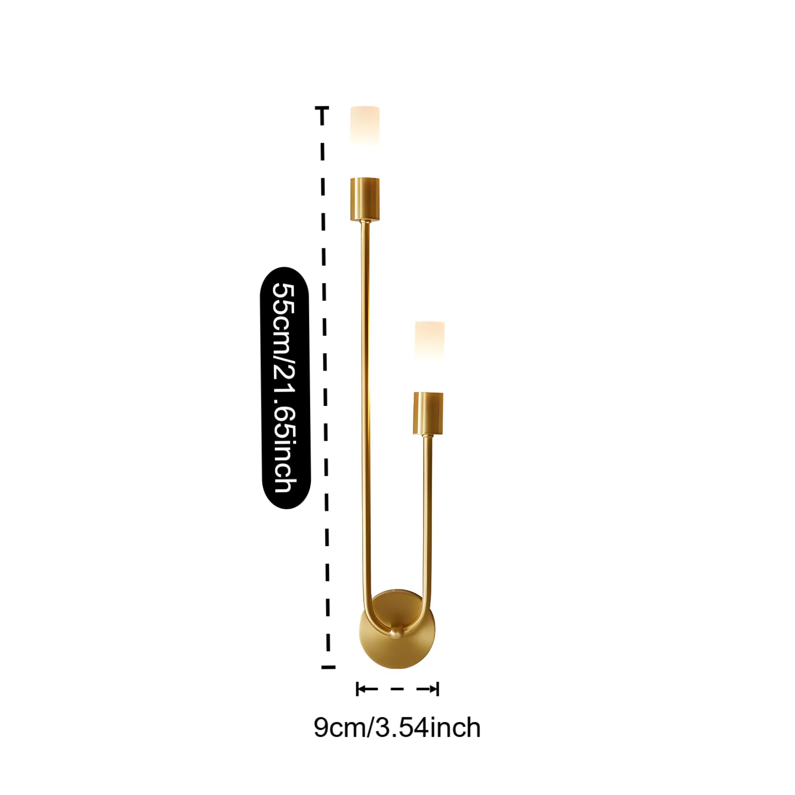 Moderne U-förmige Wandleuchte in Gold mit Acrylschirm, G9 kompatibel, 55cm Höhe Dekorative Wandlampe für Schlafzimmer, Wohnzimmer, Badezimmer, Flur, Hotel, Restaurant (Rechts.)