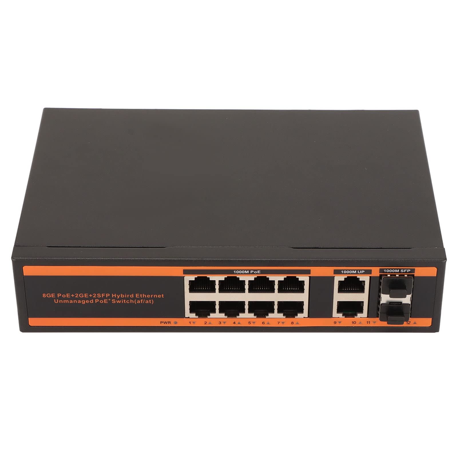 Yunseity Commutateur PoE 10 Ports, 8 Ports Gigabit PoE+, 1 Port Gigabit Uplink et 1 Port SFP, 150 W IEEE802.3af/at, Silencieux sans Ventilateur, commutateur réseau en métal, Non géré, Plug and Play