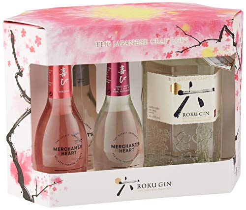 Roku Japanese Craft Gin Gift Pack with Merchant's Heart Spirit Enhancers, 70 cl - Amazon Exclusive