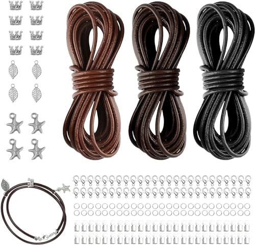 4 Stück Lederband 3mm X 10m - Lederschnur Meterware Für Schmuck