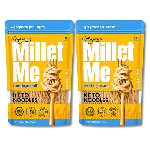 Image of Millet Me by Kuizeens Keto Noodles - 220g, Pack of 2 | Low Carb & High Protein Healthy Noodles | Gluten Free, Maida-free, Non-fried & Diabetic Friendly | Keto Diet Snacks