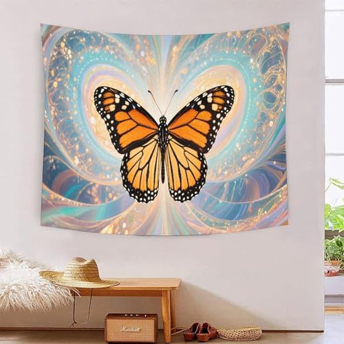 Tapisserie papillon 3D MJFCoin 180x230cm pour deco de chambre