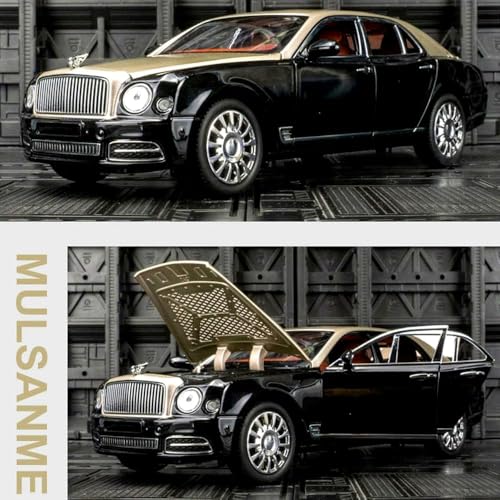 Image of FEXXA 🏎️ Exclusive Alloy Metal Pull Back Die-cast Car Model with Sound Light Mini Auto Toy for Kids Metal Model Toy Car with Sound and Light (1.24 Scale Bently MULSANNE-Golden)