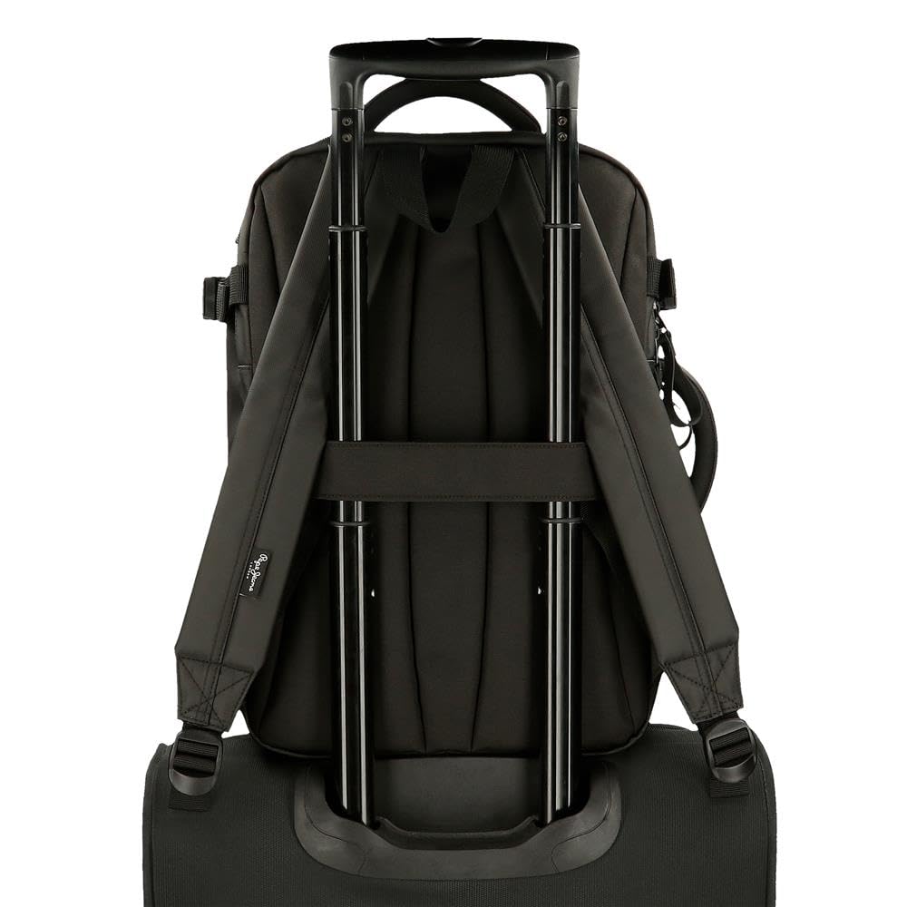 Pepe Jeans Hoxton Mochila para Portátil, diferentes tamaños Negro y azul, Poliéster y PU