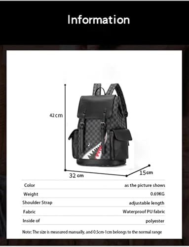 Miniatura 2 de Mochila de cuero negro Mochila escolar Mochila para laptop Mochila de viaje de negocios Mochila multifuncional (negro 1)