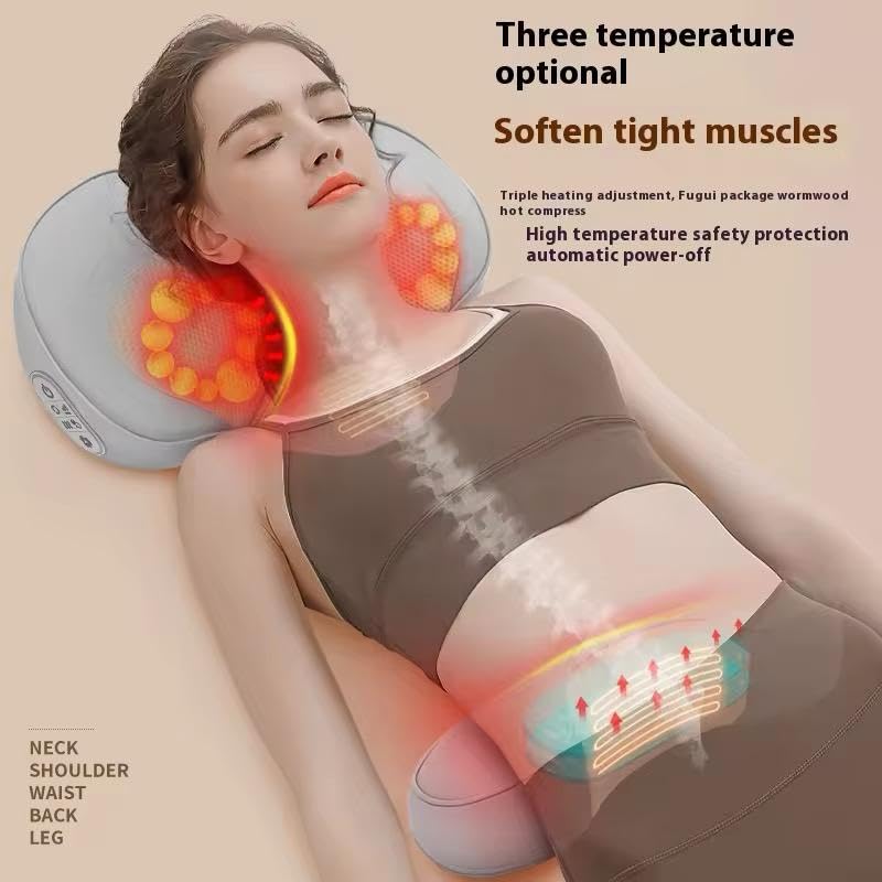 Image of Back Neck Massager Shiatsu Massage Pillow with Heat, Update 20 Deep Tissue Kneading Nodes Massage with Airbag for Shoulder Waist Muscle Pain Relief Electric Back Massager