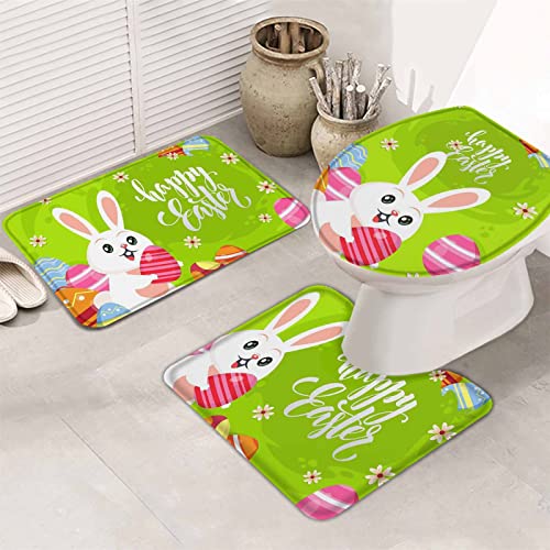 Set 3 Teilig Badvorleger Ostern-Karikatur-Ei-Häschen-Blume Anti-Rutsch...