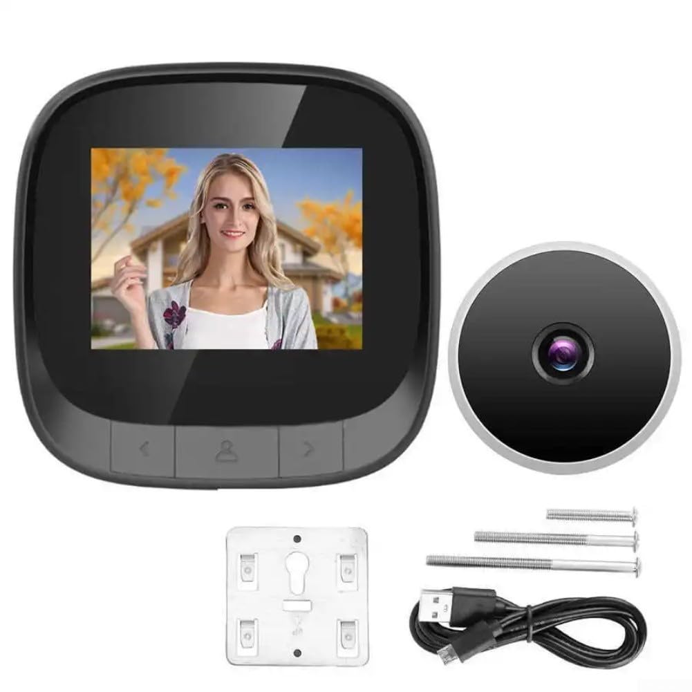 Judas de Porte, Visiophone Connecté Interphone Vidéo 2,4 Pouces avec caméra numérique HD, Vision Nocturne Infrarouge, Audio Bidirectionnel pour la sécurité de la Maison