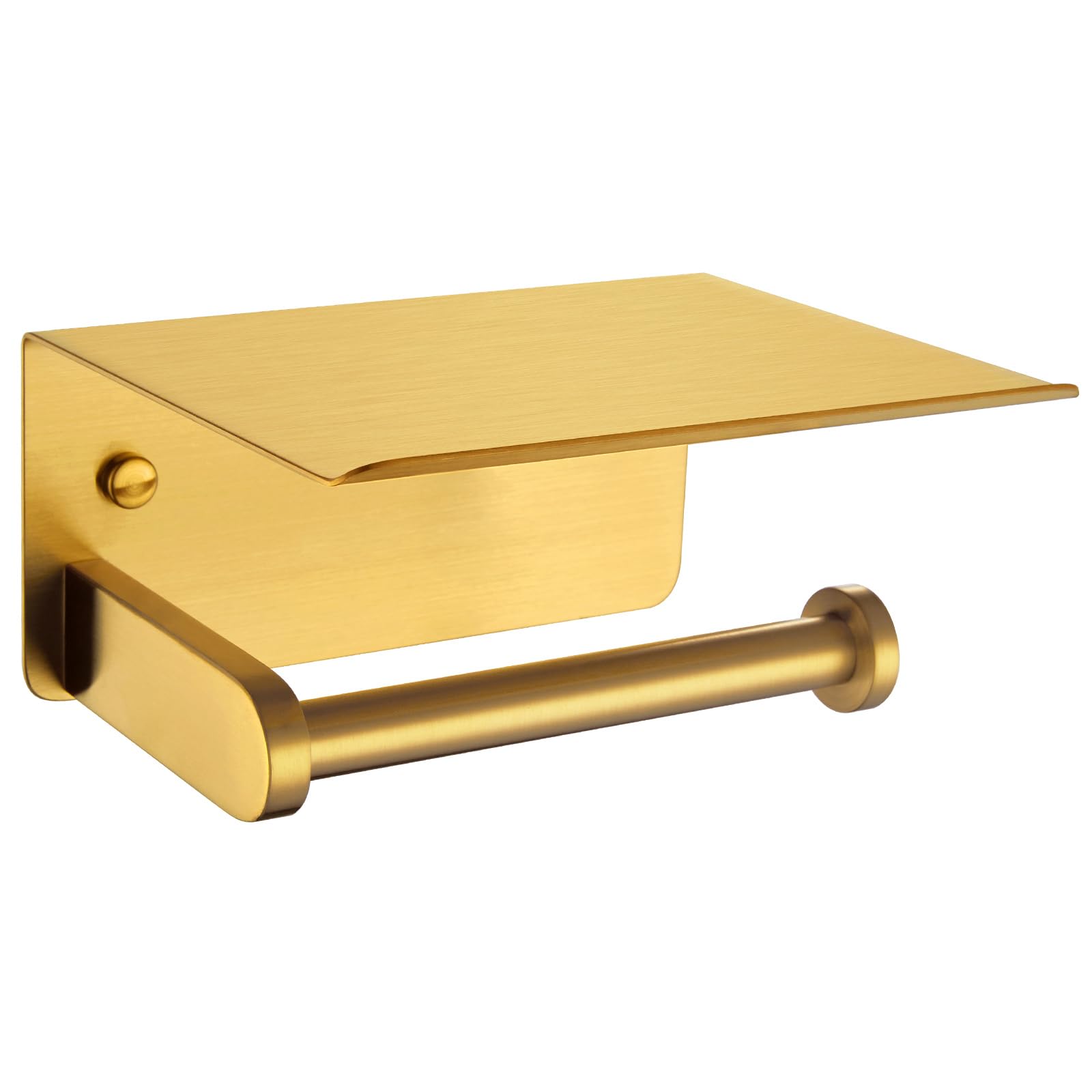 APLusee Brushed Gold Toilet Paper Holder with Shelf, 304 Stainless Steel Wall Mounted Compact Bathroom Tissue Hanger