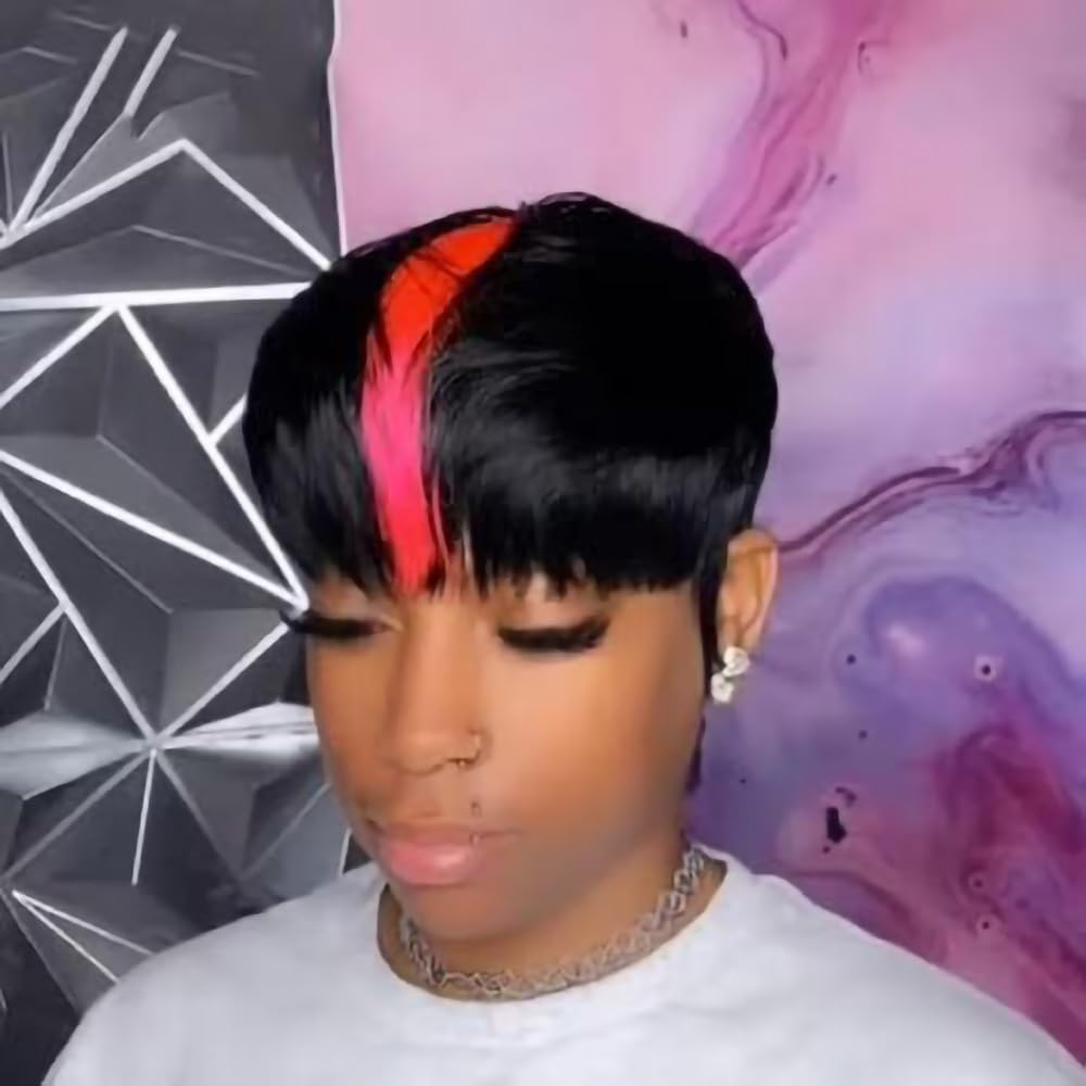 QITAQOTA Pixie Cut Wig - Synthetic Short Wigs for Black Women - Colorful Styles, C53