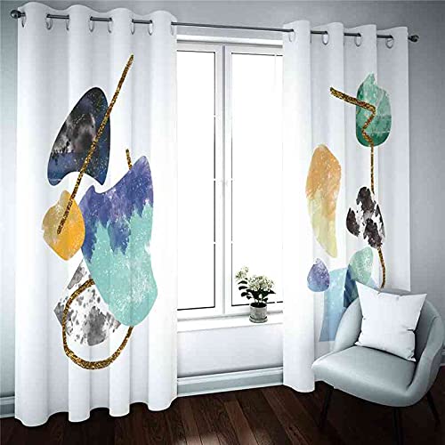 Rideaux occultants 3D GXLOGAA 140x160 cm imprimé galet simple pour chambre lot de 2 - 2