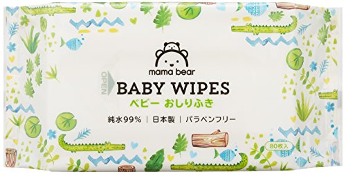 [Amazonブランド]Mama Bear ベビー おしりふき 純水 99% 80枚入×20個 (1600枚) 日本製 パラベンフリー