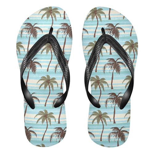 Coconut Palm Tree Green Flip Flops for Beach Thong Sandals Anti-slip Lightweight Beach Slippers for Summer Outdoor Travel