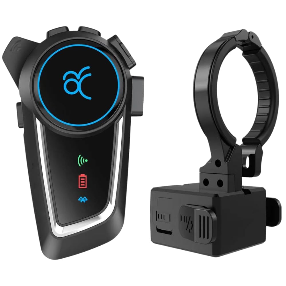 RUYAGE Motorcycle Helmet Headset Speaker Waterproof Bluetooth Headset with Noise Cancellation Ultra-Thin Wireless Bluetooth Headphones for All Helmets,with Handlebar PTT Controller