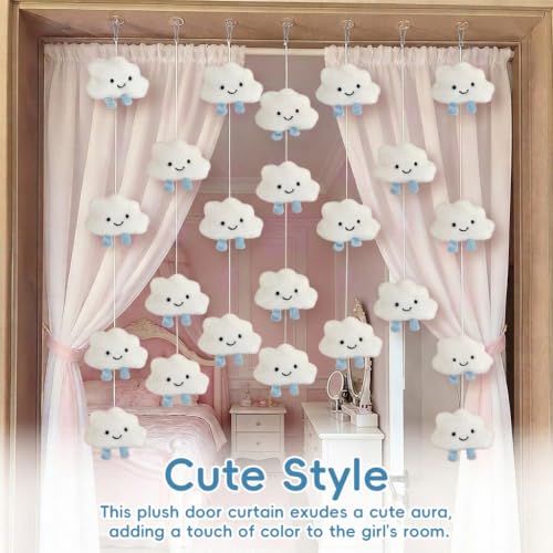 Image of HASTHIP Plush Star Bow Door Curtain Hanging Room Decoration