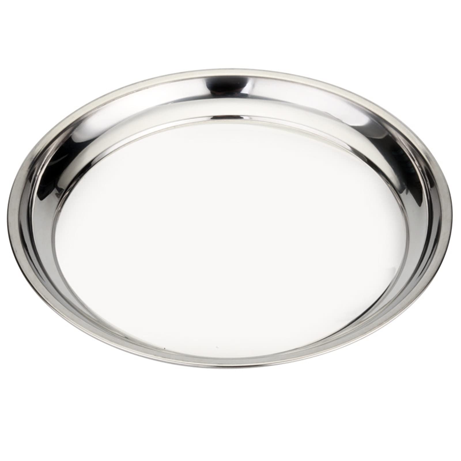 JINGYAN Breakfast Trays Large Round Stainless Steel Serving Tray Kitchen Countertop Decoration Storage Dinner Plate Barbecue(30CM 11.8inch)